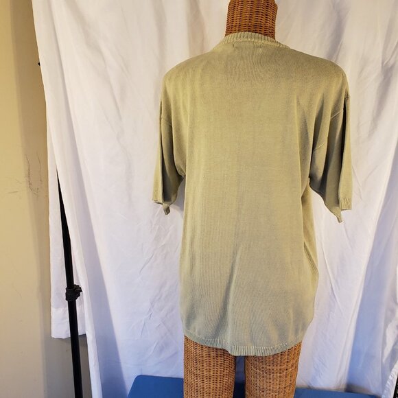 Bogari Men's Tan Cotton Short Sleeve Turtleneck Sweater - M - Picture 3 of 4